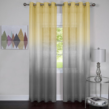 Rainbow, Single Grommet Window Curtain Panel, 52"x63", Gray
