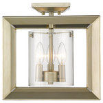 Golden Lighting - Golden Lighting 2073-SF12 WG-CLR Smyth - 3 Light Semi-Flush Mount - Modern lanterns featuring a handsome beveled cage design make a modern, elegant statement in the Smyth collection. Clean geometry creates contemporary style with steel candles and candelabra bulbs encased in two glass options. The fixtures are offered in 3 finishes: Chrome, Gunmetal Bronze and White Gold. The gleaming Chrome finish adds a sleek, contemporary option to this open-caged collection. A darker option, the Gunmetal Bronze finish has warm bronze undertones and is perfect for all industrial or vintage aesthetics. The White Gold finish option softens the geometric form, creating a more delicate and transitional appearance. Glass fixtures are available with Clear Glass or Opal Glass shades. This 3 light Low Profile semi-flush creates a stylish focal point that can be mounted as a flush mount or hung as a pendant.  Assembly Required: TRUE