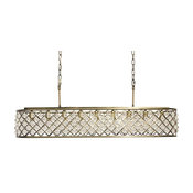 Cassiel 40" Rectangular Crystal Drop Chandelier, Antique Brass