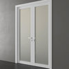 Planum 2102 Interior Double Door White Silk With Glass, 60"x80", Right Hand