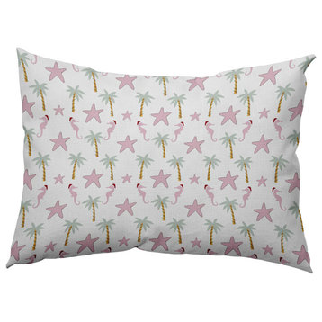 Christmas Beach Pattern Accent Pillow, Light Pink, 14"x20"