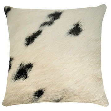 Natural Torino Cowhide Pillow 18"x18", White and Black