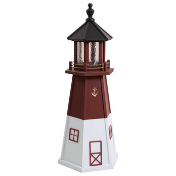 Barnegat Outdoor Wooden Lighthouse Lawn Ornament, 3 Foot, Solar Light