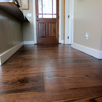 SAGAPONACK FARMHOUSE: WIDE PLANK RED OAK REVIVED - MED BROWN STAIN/TRAFFIC HD