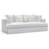 Sunset Trading Newport 94" Fabric Slipcovered Recessed Fin Arm Sofa in White