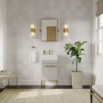 The Ravena Bathroom Vanity, Gray Marble, 18", Single Sink, Freestanding