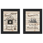 Trendy Decor4U - "Friendship Journey" 2-Piece Vignette by Millwork Engineering, Black Frame - Friendship Journey, by the designers at Trendy D cor 4U, a grouping of 2 (11 x 15) kitchen d cor framed prints in matching black frames: Time For Friends and Friendship Journey. The surface of the prints is textured with a fade resistant coating so no glass is necessary. Arrives ready to hang. Made in the USA by skilled American workers.