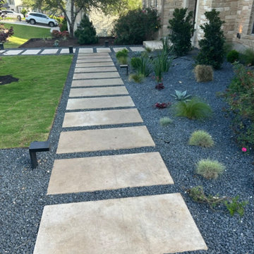 Front Yard Steppers and Steel Planters