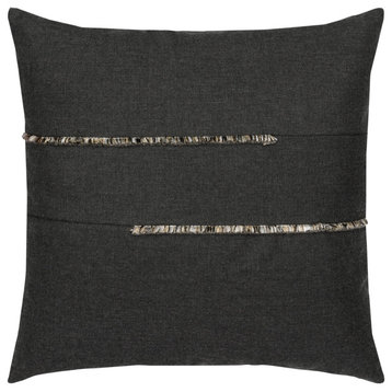 Micro Fringe Carbon Indoor/Outdoor Performance Pillow, 20"x20"