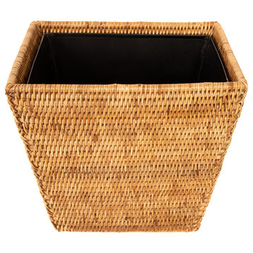 Artifacts Rattan™ Rectangular Tapered Waste Basket with Metal Liner, Honey Brown