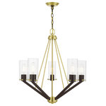 Livex Lighting - Beckett 5 Light Satin Brass & Bronze Chandelier - Illuminate your home with bright designs from the Beckett collection. This five light chandelier emulates a mid-century modern style made popular in the 50s and 60s. The satin brass frame is accented with bronze accents and rounded corners clear square glass shades, helping to fully complete this look.
