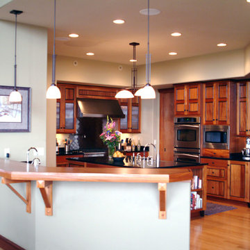 Craftsman Style Kitchen with African Mahogany Cabinets