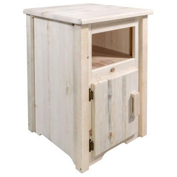 Montana Woodworks Homestead Wood End Table with Door in Natural Lacquered