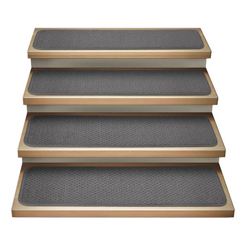 Set of 15 Attachable Carpet Stair Treads Gray, 8"x30"