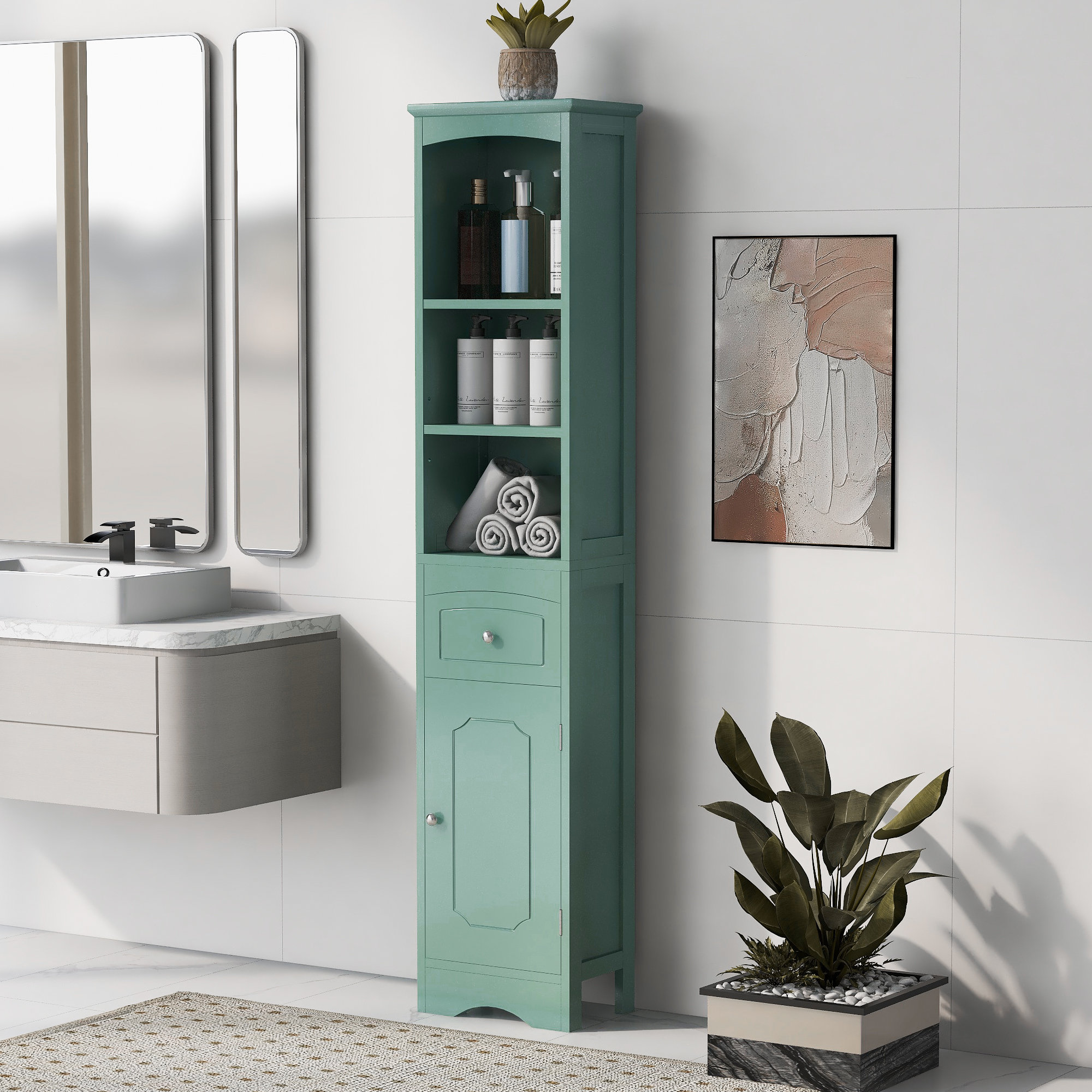 TATEUS Tall Bathroom Cabinet, Freestanding Storage Cabinet ...