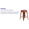 Backless 24" High Metal Counter Stool, Distressed Kelly Red Finish