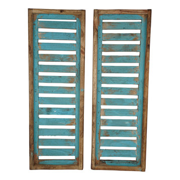 Farmhouse Milan Shutters-Pair-22x32 inches, Turquoise