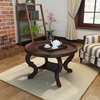 GDF Studio Alteri Finished Faux Wood Circular Coffee Table, Dark Walnut
