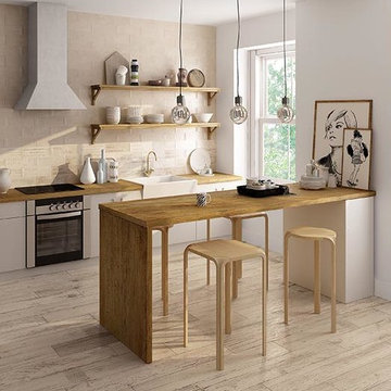 Neutral Wood Look Kitchen Tile Designs