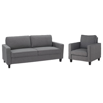 CorLiving Georgia Grey Fabric Three Seater Sofa and Chair Set - 2pcs