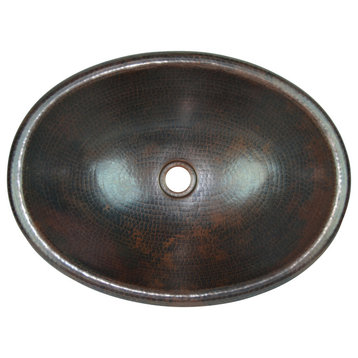 19" oval copper sink top mount
