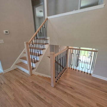 Modern Wood and Metal Railing with Black Window Balusters