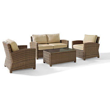 Bradenton 4-Piece Outdoor Wicker Seating Set With Sand Cushions