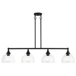 Livex Lighting Inc. - 4 Light Black Large Linear Chandelier - This four light linear chandelier from the Glendon collection has understated elegance. It features minimal details, clear curved glass with a black finish and can fit into any decor.
