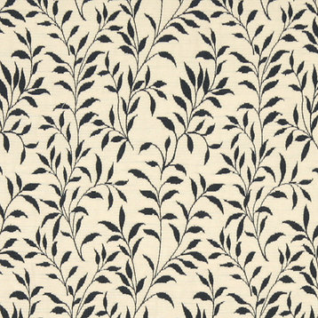 Navy Blue And Beige Floral Reversible Matelasse Upholstery Fabric By The Yard