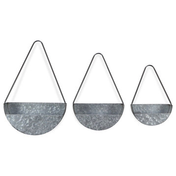 3-Piece Water Droplet Shaped Hanging Galvanized Metal Planters