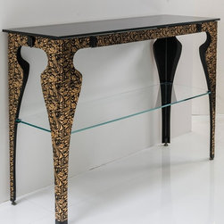 Luxury Handmade Italian Console Black and Gold | 48 inch - Bathroom Vanities And Sink Consoles