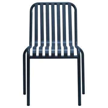 Enid Stackable Outdoor Side Chair, Dark Blue Set of 2