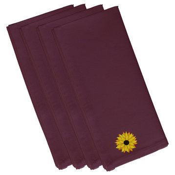 Sunflower Power Flower Print Napkin, Purple, Set of 4