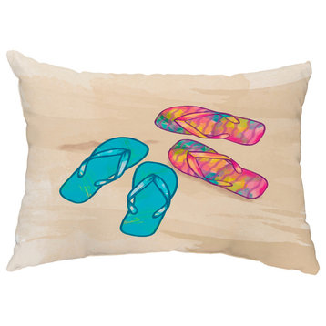 Beach Shoes 14"x20" Decorative Coastal Outdoor Throw Pillow, Turquoise