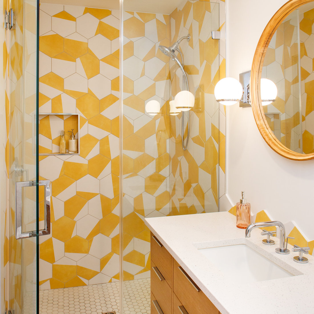 Sunny Mid-Century kitchen and baths