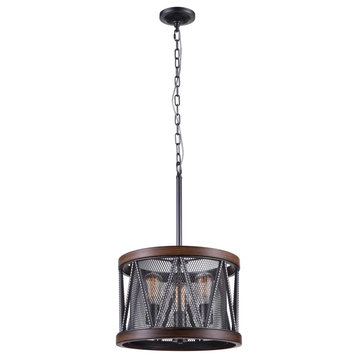 Parsh 3 Light Drum Shade Chandelier with Pewter finish