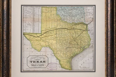 Custom Framed Historical Texas Maps