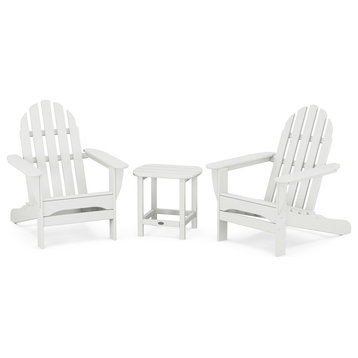 Classic Adirondack 3-Piece Set, South Beach 18" Side Table, White