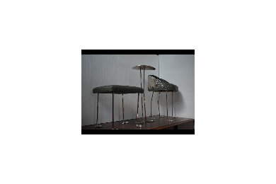 brass sculptured ostrich chair and table set