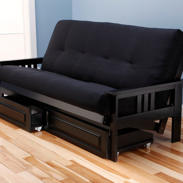 Monterey Frame with Black Suede Mattress and Storage Drawers