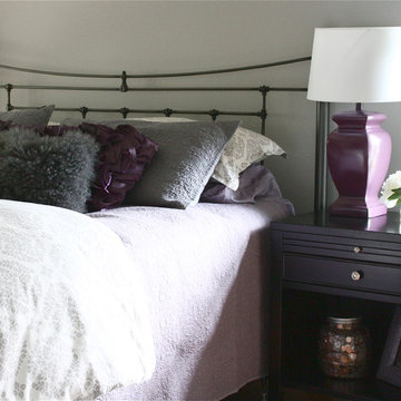 gray and purple bedroom