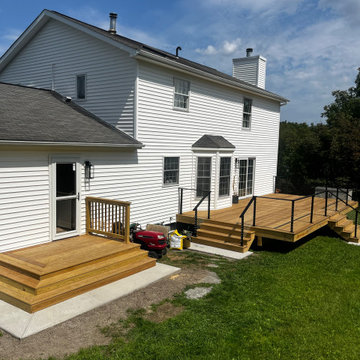 Pressure Treated Wood Deck with Cable Rail System