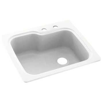 Swan 25x22x9 Solid Surface Kitchen Sink, 2-Hole, White