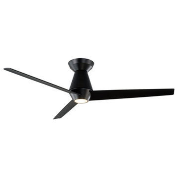 Slim 3-Blade Flush Mount Ceiling Fan, Matte Black