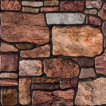 Faux Stone 3D Wall Panels, Copper Brown Sepia, Set of 10, Covers 54 sq ft