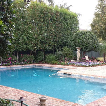 Pool, waterfall, and landscaping