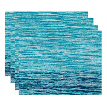 18"x14" Ocean View, Geometric Print Placemat, Teal, Set of 4