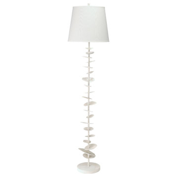 Modern Art Layered Leaves Petals Floor Lamp White Sculpture Abstract Circles