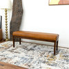 Catania Mid-Century Modern Rectangular Genuine Leather Bench in Tan