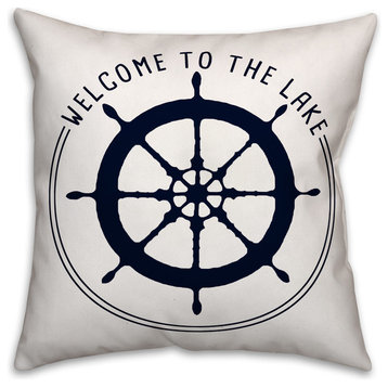 Welcome to the Lake Outdoor Throw Pillow, 18x18